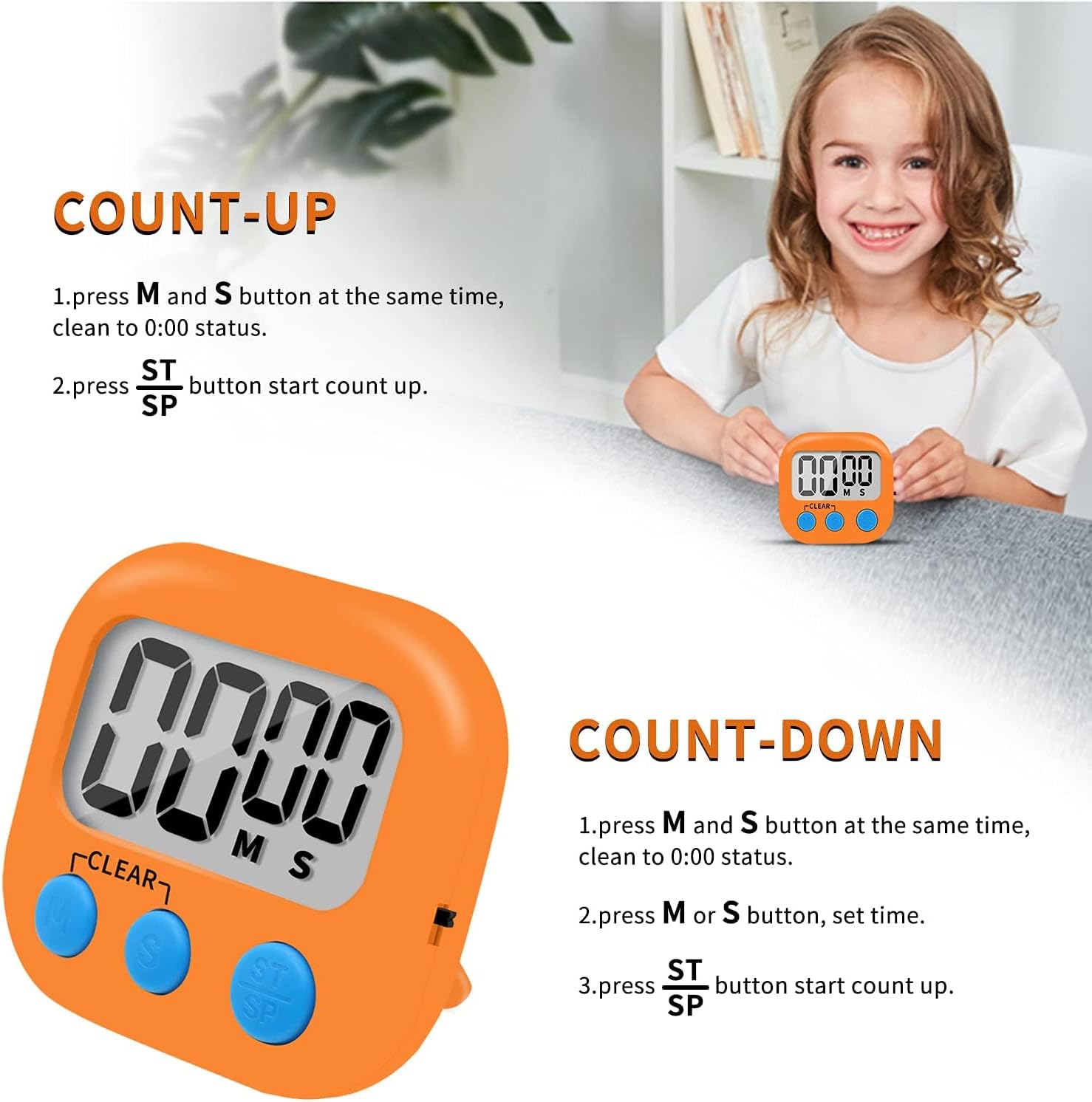 12 Pack Small Digital Kitchen Timer Magnetic Back and ON/Off Switch,Minute Second Count Up Countdown(White,Blue,Orange - Image 3