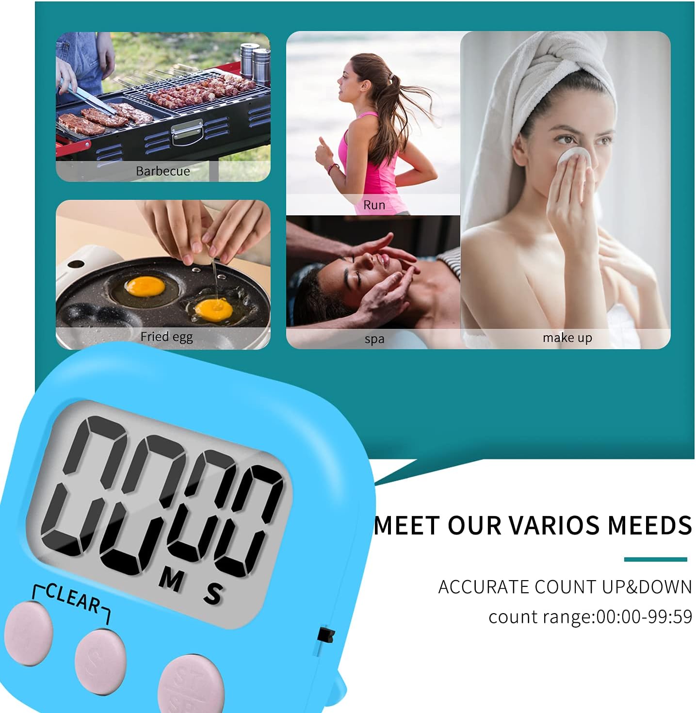 12 Pack Small Digital Kitchen Timer Magnetic Back and ON/Off Switch,Minute Second Count Up Countdown(White,Blue,Orange - Image 6