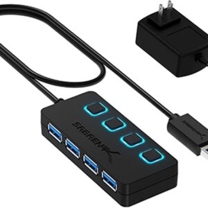 SABRENT 4-Port Powered USB 3.0 Hub, LED Power Switches (HB-UMP3)