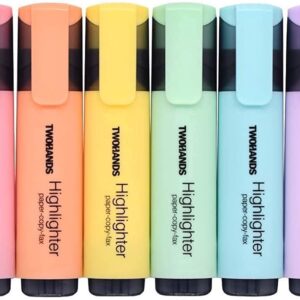 TWOHANDS Highlighter,Chisel Tip Marker Pen,6 Assorted Pastel Colors